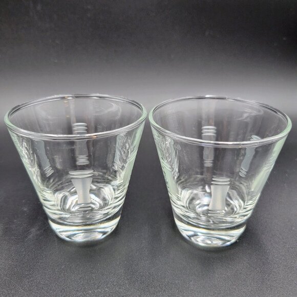 Vintage Shot Glasses Clear Etched Lines MCM Set Of 4 Read - Picture 5 of 9